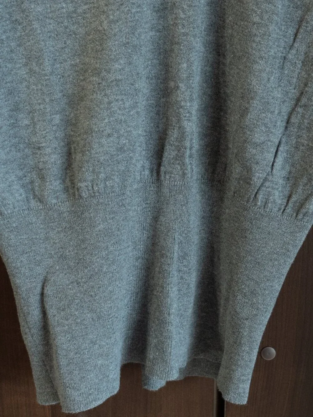Express Slouchy Cotton Top Heather Grey Off Shoulder Deep Vee Minimal Effortless